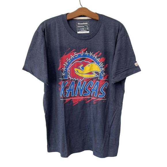Homefield Kansas Jayhawks Short Sleeve T Shirt Men L Gray Cotton Polyester Basic - Picture 1 of 7